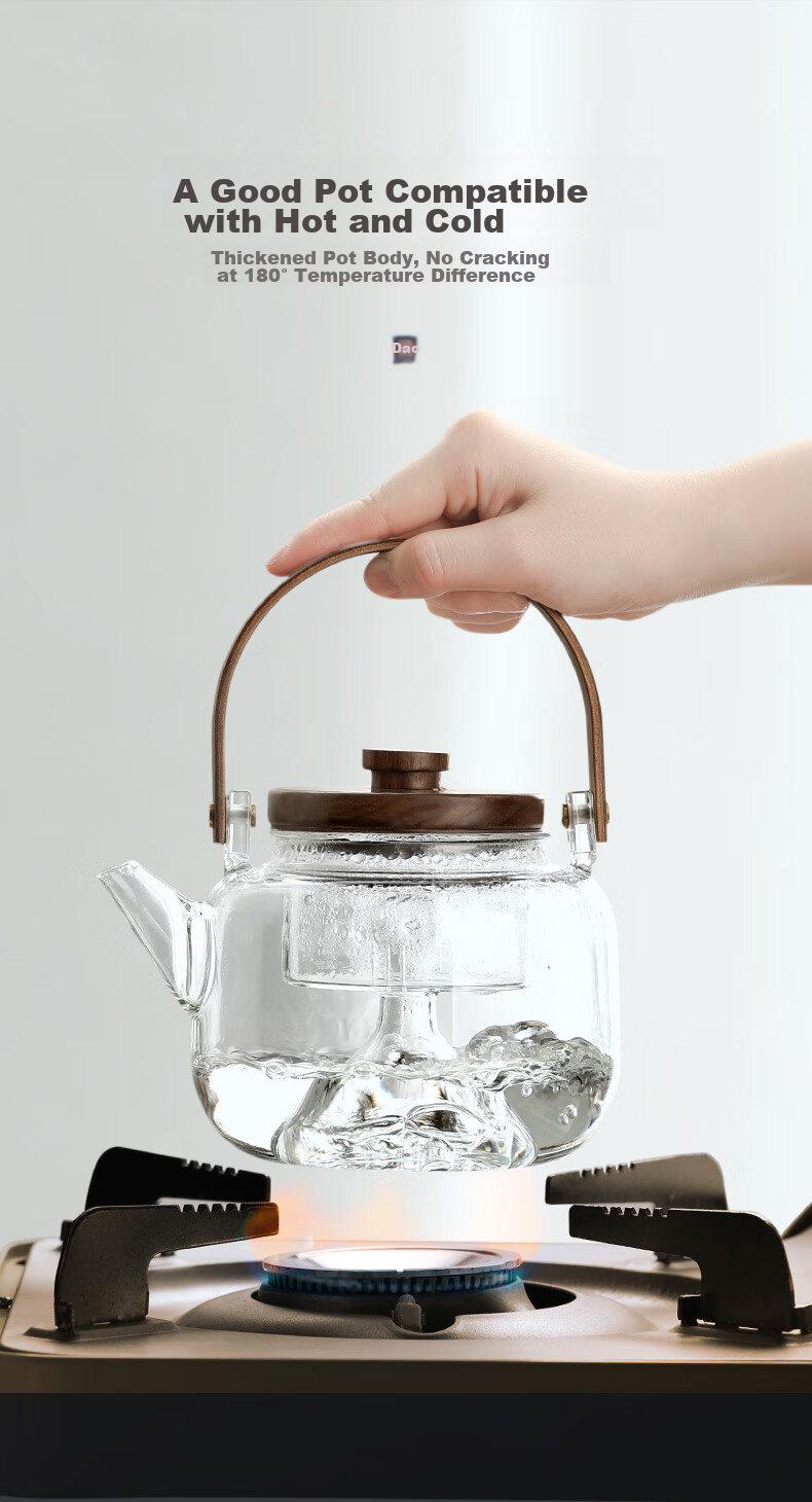 Shangyanfang Walnut Wood Electric Ceramic Stove Tea Maker, Small Office Single-Person Glass Tea Pot, Electric Water Boiler, Tea Stove Set 13