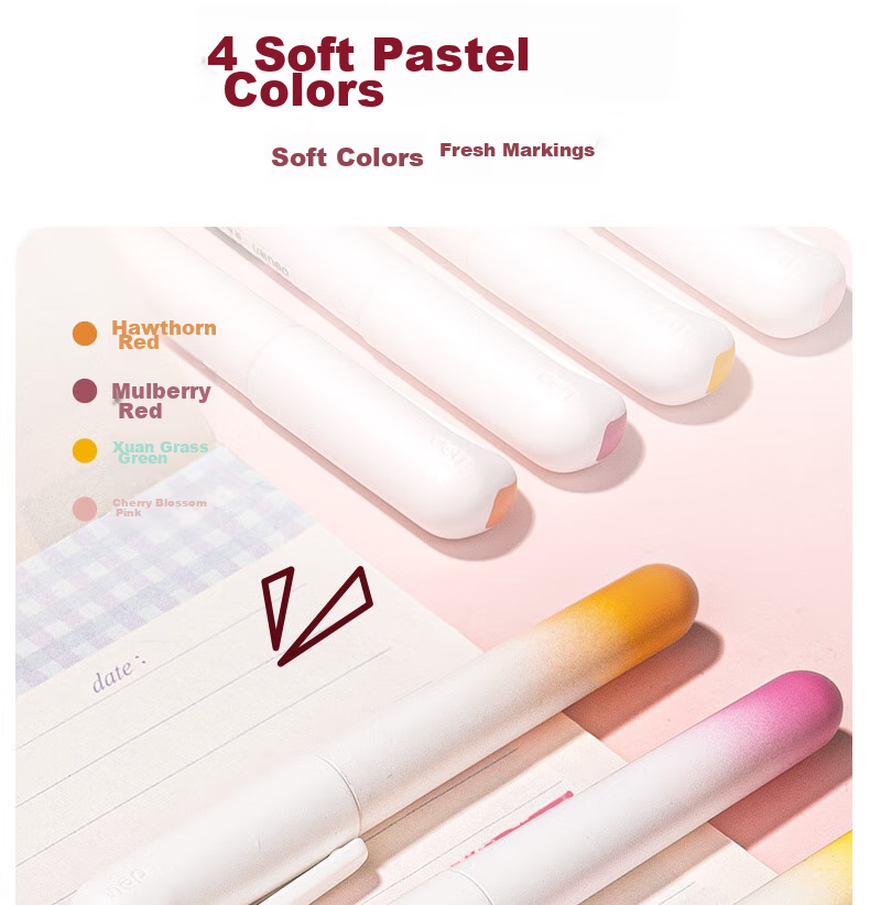 Deli Pocket Colorful Highlighters, Floral Series, for Students' Exams, Key Points Review, Office Note-Taking, Doodle DIY Decoration, 4 Pens/Box, SK183 3