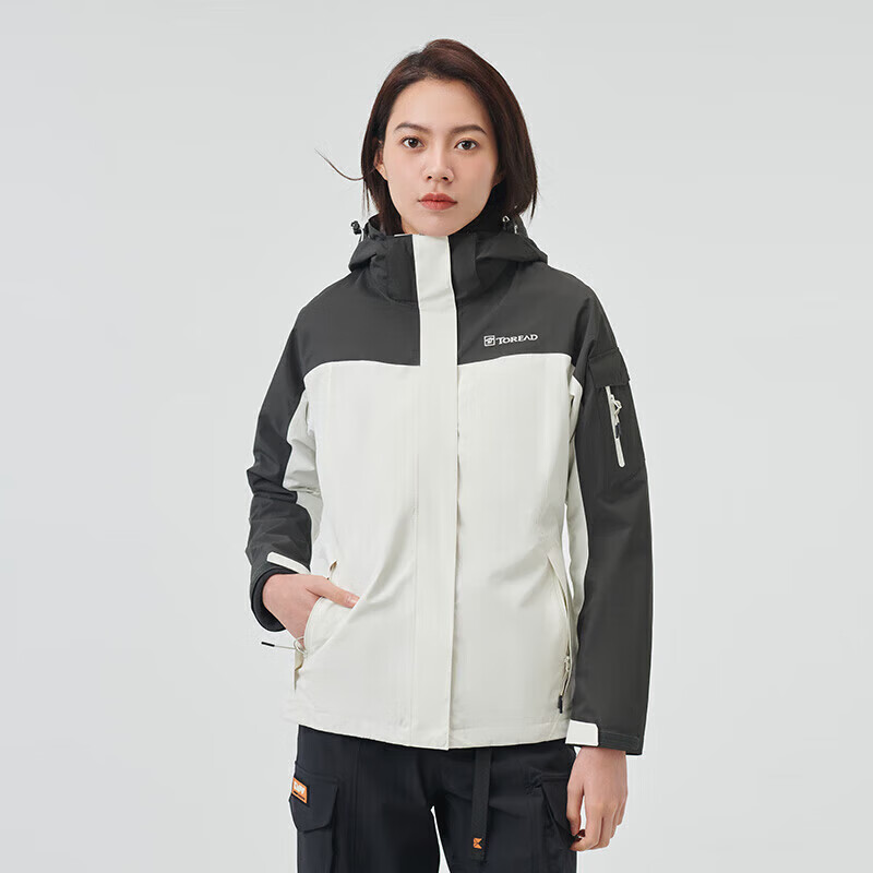 TOREAD Women's Outdoor Three-In Fleece Jacket, Detachable Two-Piece Set, Windproof, Warm Mountaineering Suit, Cold-Resistant Coat
