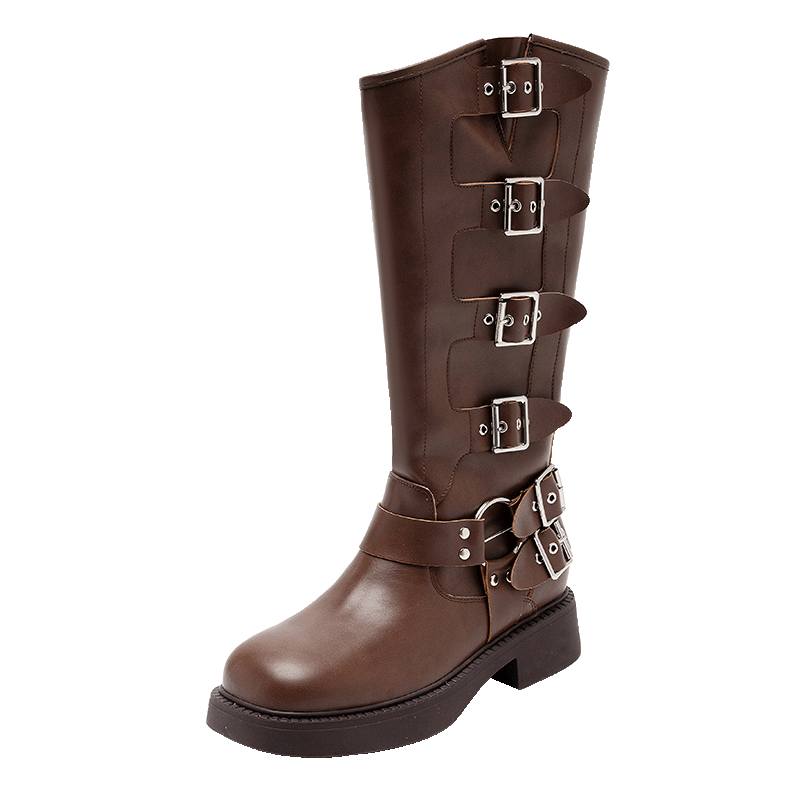 DAPHNE Western High-Top Boots for Women, Brown Long Boots for Summer 2026, Xinjiang Grassland Travel Meilade Knight Boots