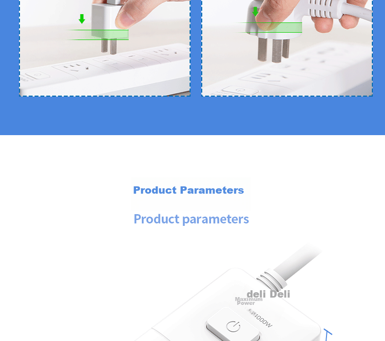 Deli 16A High-Power Socket, 4kW Air Conditioner Socket/power Strip/extension Cord/power Bar/terminal Block, 2 Outlets, Master Switch, 1.8 Meters (With 16A Converter), LX223S 10