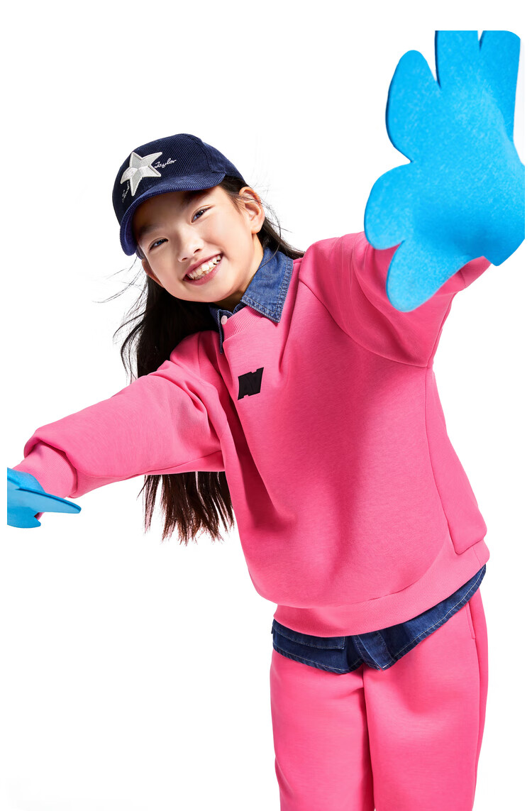Annil Children's Clothing, Boys And Girls Round Neck Sweatshirt Set, 2024 Autumn New Fashion Warm Style, Athletic Purple, Size 110 5