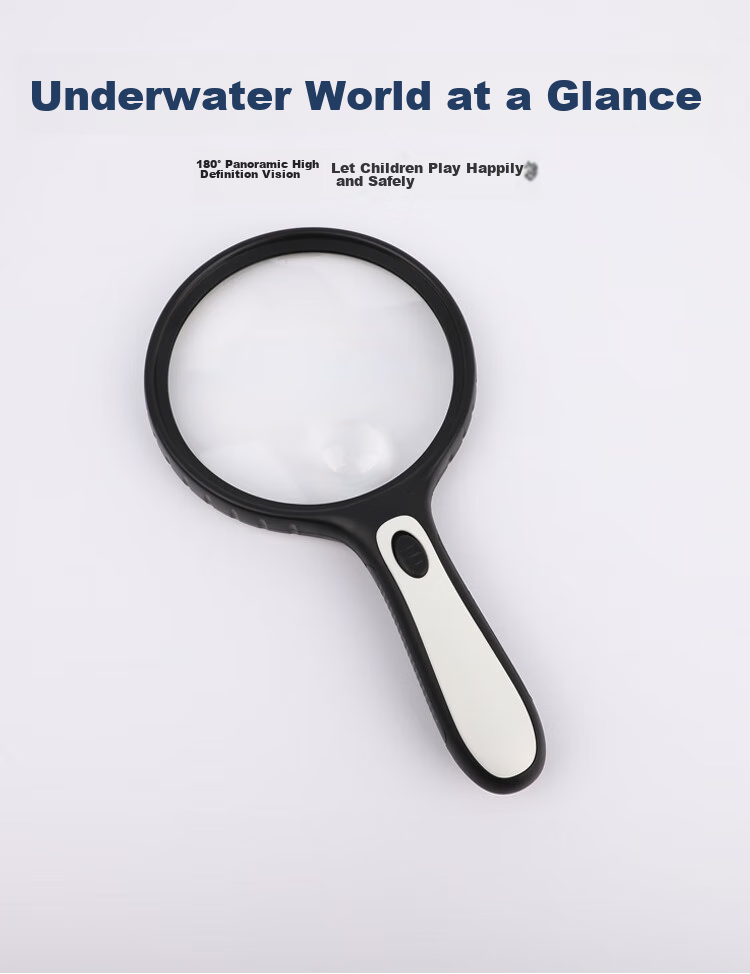 JAJALIN Ultra-Clear High-Magnification Handheld Magnifying Glass for Elderly And Children's Reading, Main Lens 3x Secondary Lens 6x Large Magnifying Surface with LED Light 1