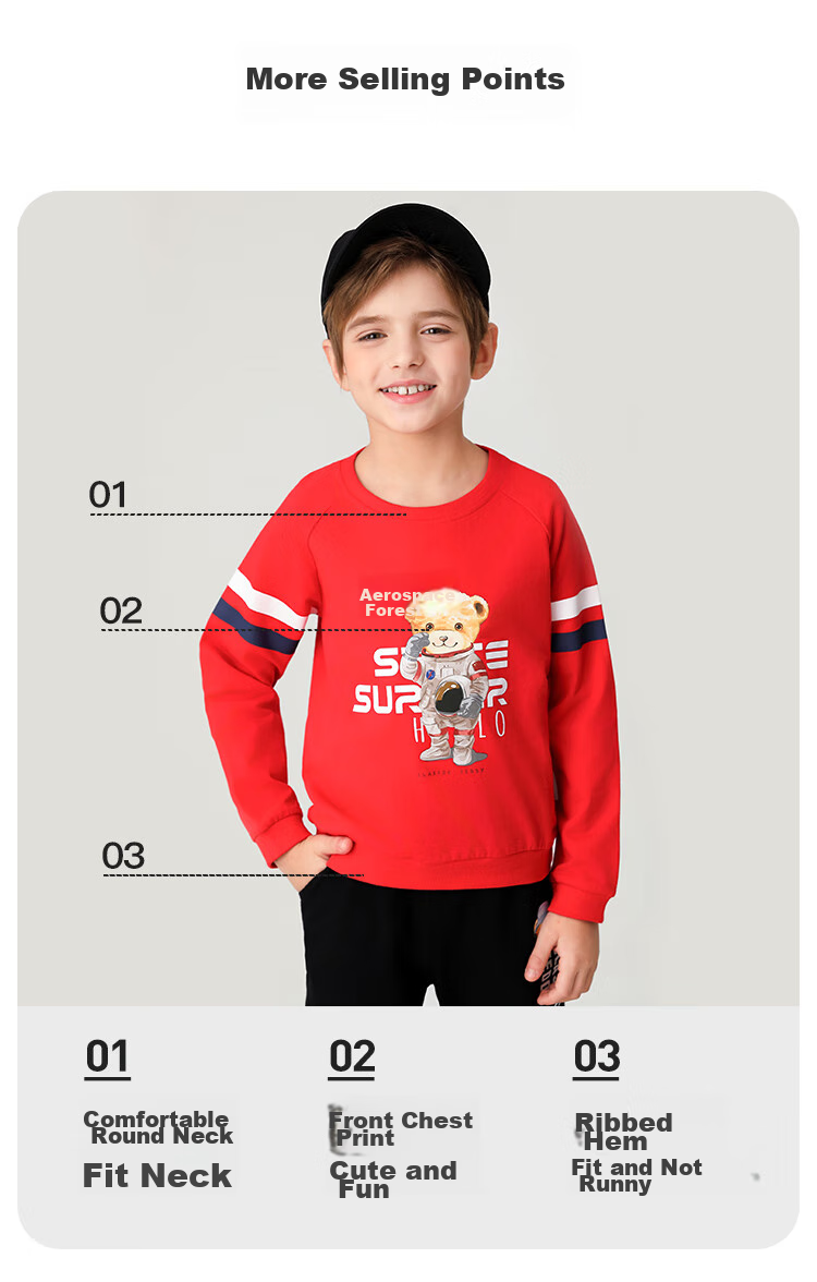 Classic Teddy Children's Sweatshirt, Boys And Girls Round Neck Top, for Older Kids, Autumn Wear, Navy Blue, Size 130 4