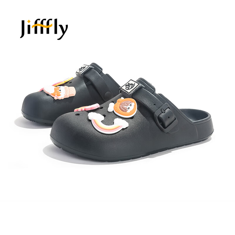 Jifffly Breathable Versatile Perforated Shoes for Men, Casual Non-Slip Sandals for Couples, Black, Size 39-40
