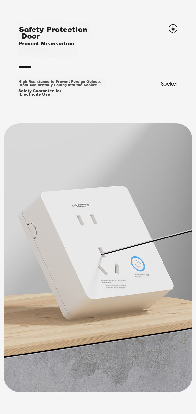 FDD Electric Vehicle Charging Protector Socket, Automatic Power-Off When Fully Charged, Charging Pile Timer Switch, Surface-Mounted 86 Type, Surface-Mounted Elegant White [Energy-Saving, Overcharge Protection] 4