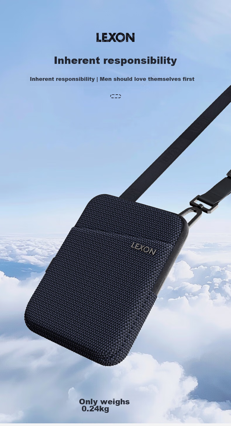 LEXON Casual Crossbody Bag for Men, Shoulder Phone Bag, Business Sports Lightweight Commuter Versatile Cowhide Small Backpack Gift 5