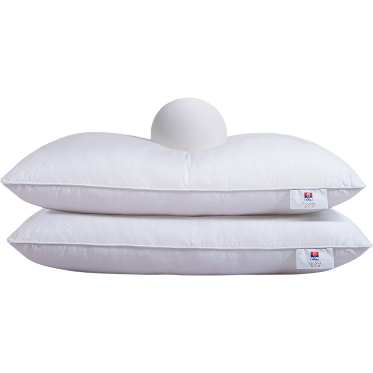 FUANNA Pillow Core, Low Pillow, Hotel Pillow, All-Cotton Fabric, Antibacterial Pillow Core, Fiber Soft Pillow Core, One Pair, 74*48cm