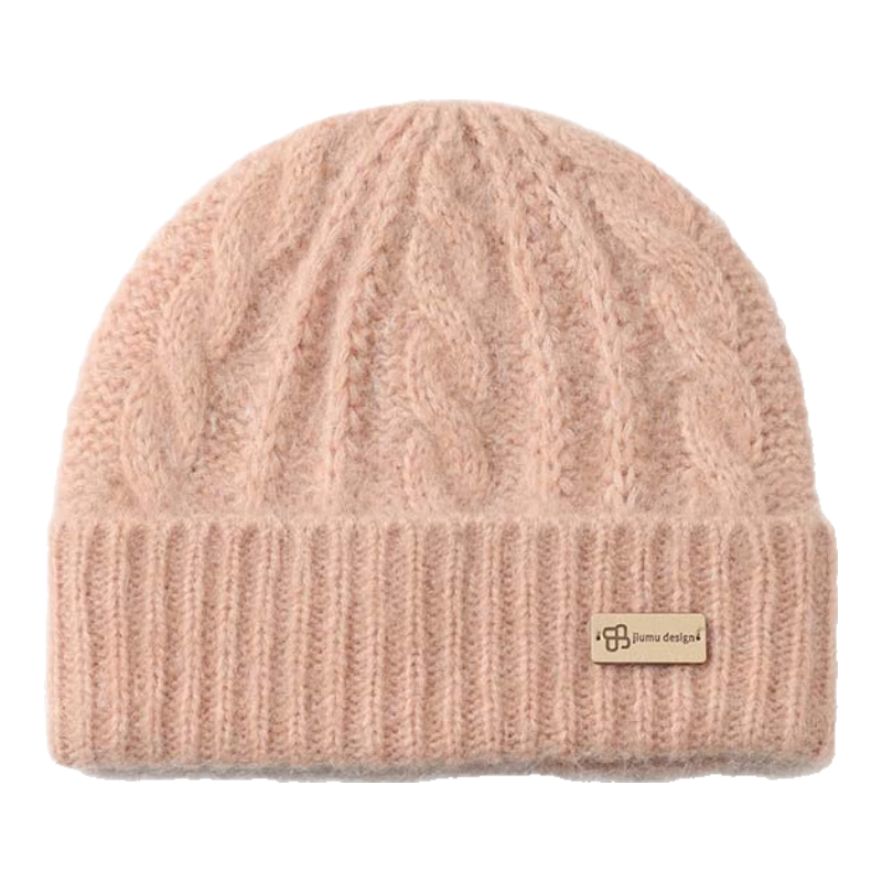 JIUMU Wool Warm Knit Hat, Autumn And Winter Sheepskin Knitted Hat, Cold Hat, Winter Hat, Outdoor Ear Protection Cold Cap for Wome