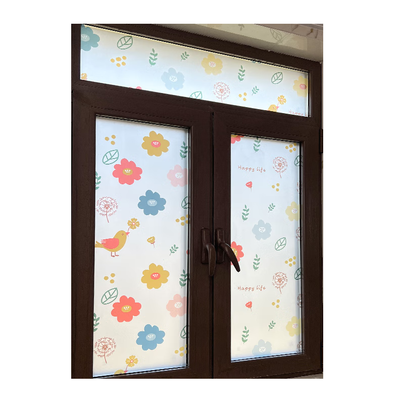 Xiruo Vintage Frosted Glass Sticker, Bathroom Window Decal, Translucent But Not Opaque, Spring Warm Sun 90*200cm