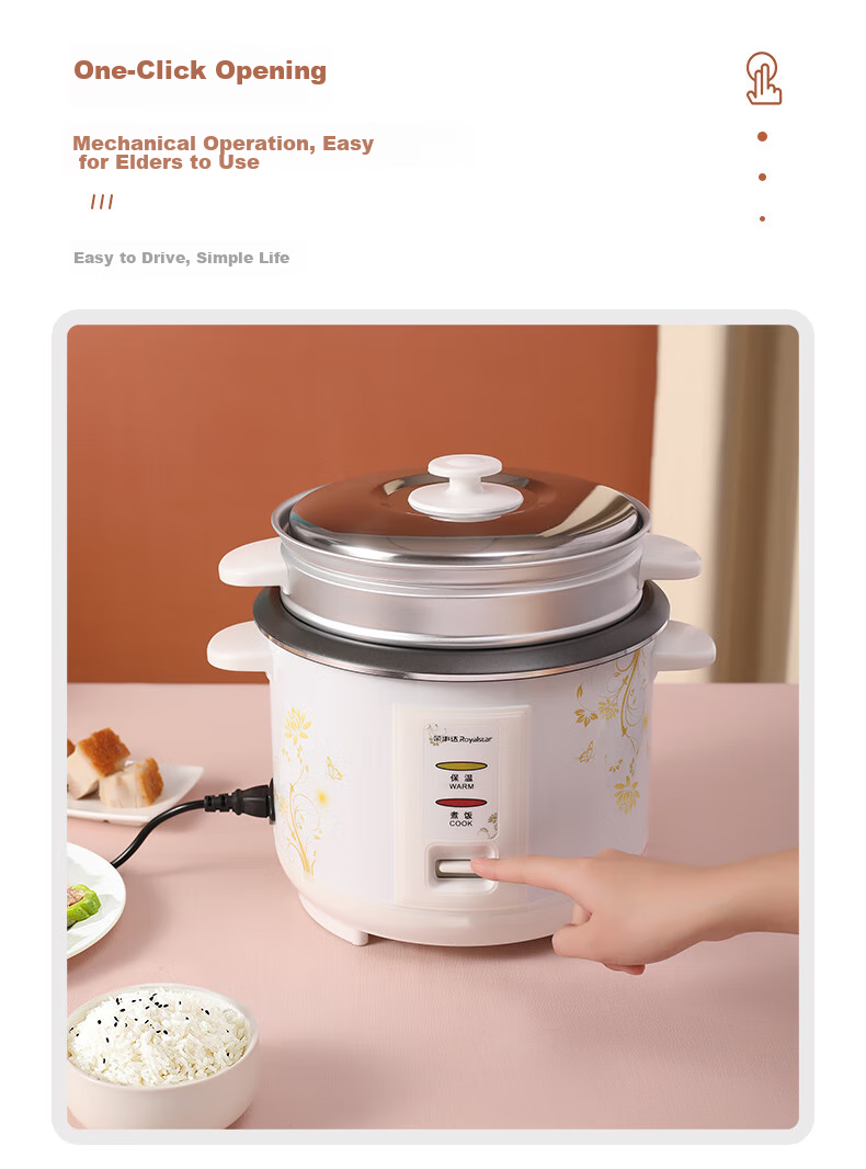 Royalstar Home Rice Cooker for 4-5 People, Traditional Old-Style Electric Rice Cooker with Straight Pot Design, One-Touch Operation, Firewood Rice, Automatic Heat Preservation, Simple to Use for Elderly, Includes Steamer Basket, 5 Liters RZ-50B 9