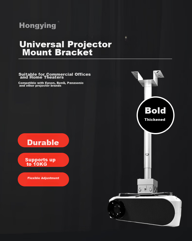 HONGYING Projector Ceiling Mount, Extendable from 0.65 to 0.95 Meters, Suitable for Epson, BenQ, Panasonic, Sony Projectors, Black 1