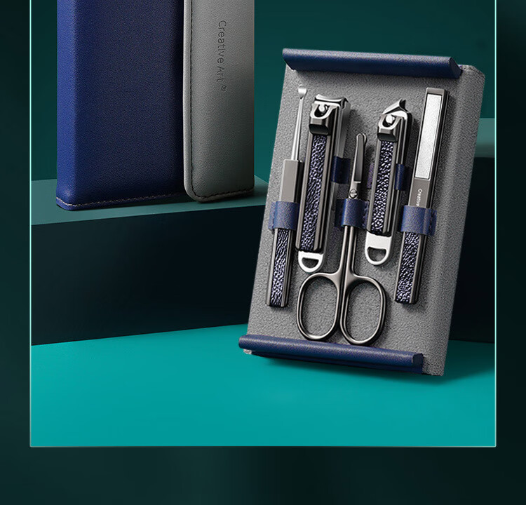 Creative Art Nail Clipper Set Splash-Proof German Nail Clippers Nose Hair Trimmer Ear Pick Zinc Alloy Stainless Steel 12