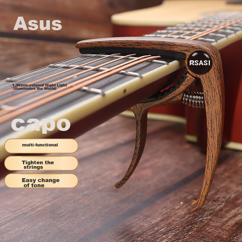 Asasi Guitar Tuner Clip, Acoustic Guitar Tuning Clip, Electric Guitar Tuning Clip, Ukulele Tuner Clip, Deep Walnut