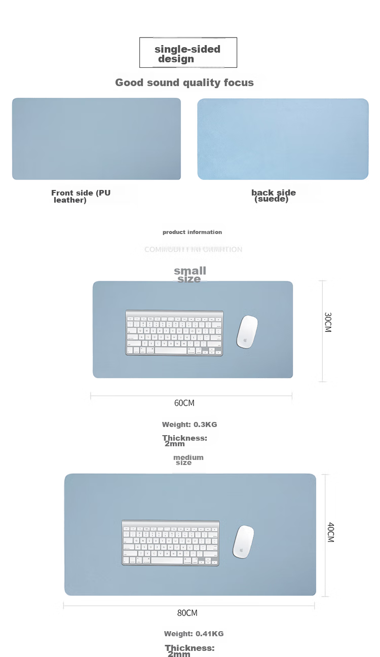 JPLAYER Large Mouse Pad, Office Desk Mat, Laptop Pad, Keyboard Mat, Home And Office Writing Table, Gaming Waterproof Mat, Leather, Dirt-Resistant, Customizable, Dark Gray, 60*30cm 2