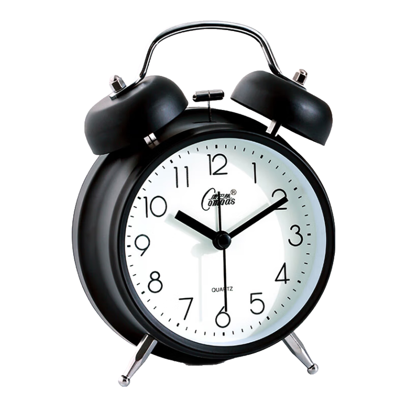 Compas Alarm Clock for Children And Students, Retro Mechanical Bell Alarm Clock with Loud Volume, Bedside Clock, Essential for Back-To Season, 2314 Black Back-To Editio