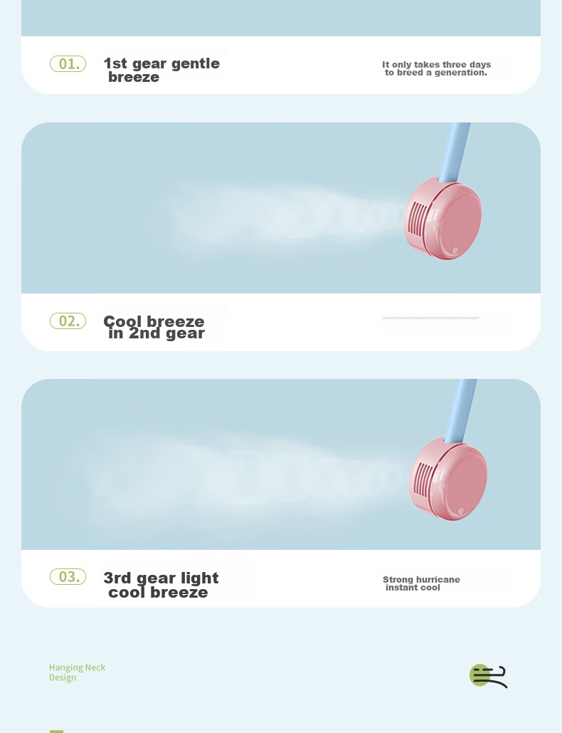 SINGFUN Neck-Hanging Fan, Bladeless, Small Portable, Personal Wear, Mini Handheld, Outdoor Sports, Student Office, Neck-Hanging USB Silent Cooling Small Electric Fan DGS-G20R 10