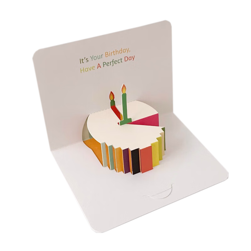 Jiamo Birthday Cake, 3D Pop-Up Card, Instagram-Style Elegant Creative Folding Paper Sculpture, Greeting Card, Gift for Boyfriend Girlfriend, Party Favor