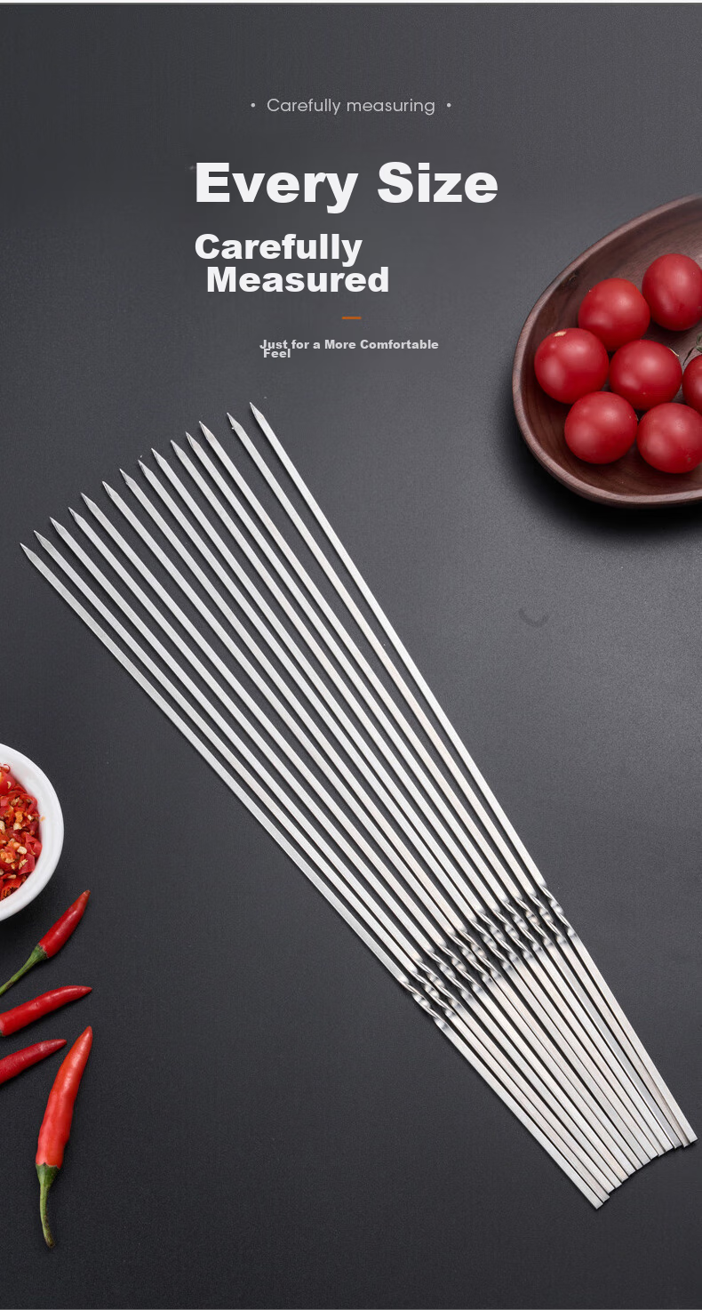 Xingfang Disposable Skewers, Barbecue Skewers, Lamb Kebab Skewers, Stainless Steel Skewers, Food-Grade Meat Skewers, 50 Pieces 6