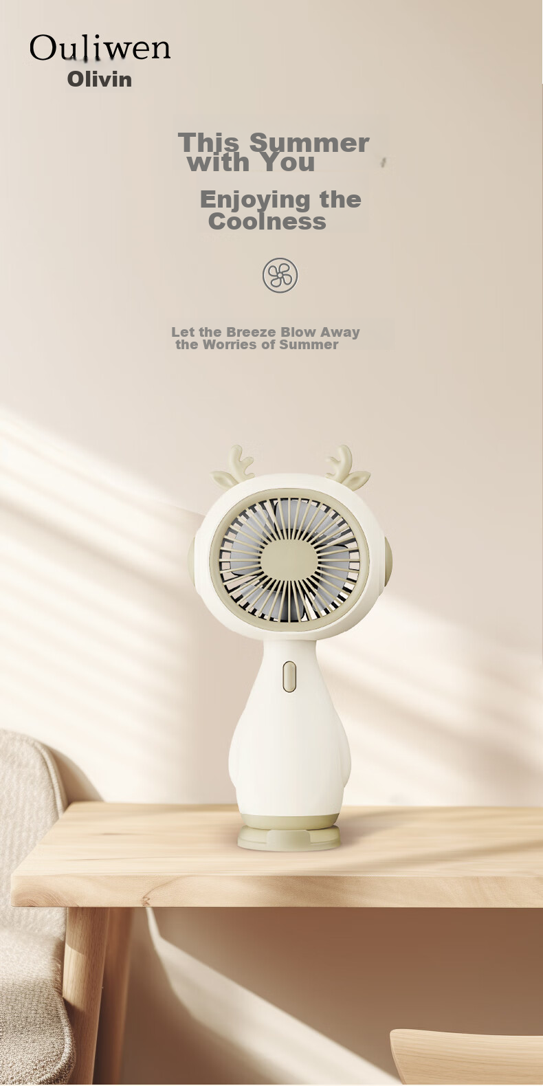 Ouliwen Small Handheld Fan for Desktop And Bed, USB Rechargeable, Low Noise, Three Speeds, Portable Mini High-Power Electric Fan for Office And Dormitory, My Little Pony Blue 1