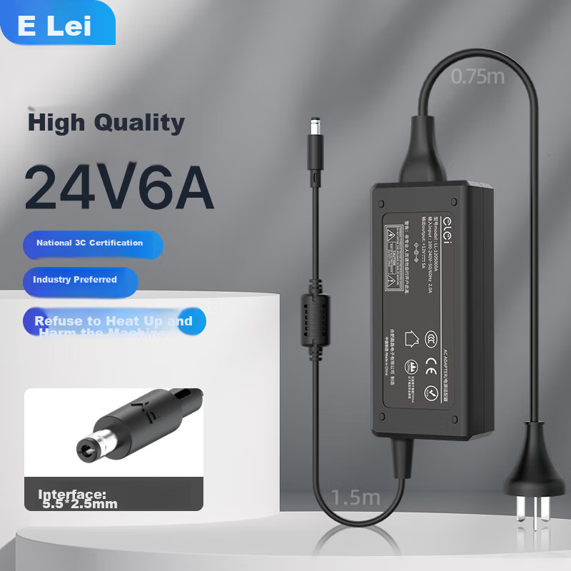 Блок питания Elei 24V 6A, 144W, универсальный адаптер питания для принтера, очистителя воды, массажера, 5.5*2.5 мм