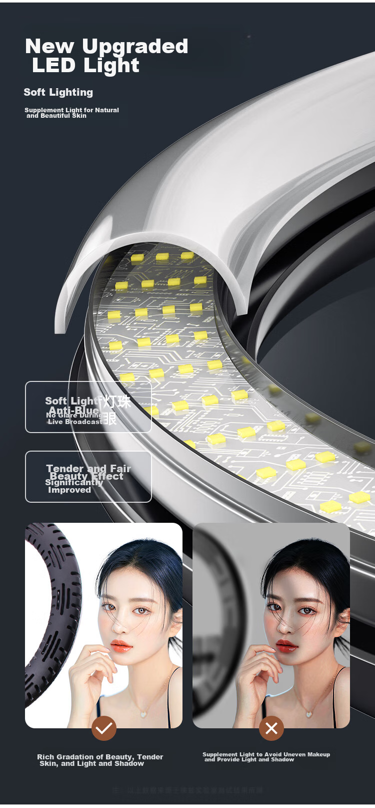 LATZZ 45cm Live Streaming Fill Light, LED Ring Photography Light, Dual Color Temperature Beauty Light, Large Aperture Soft Light, Popular Streamer Special, Outdoor Camera Phone Live Streaming Studio Lighting 8