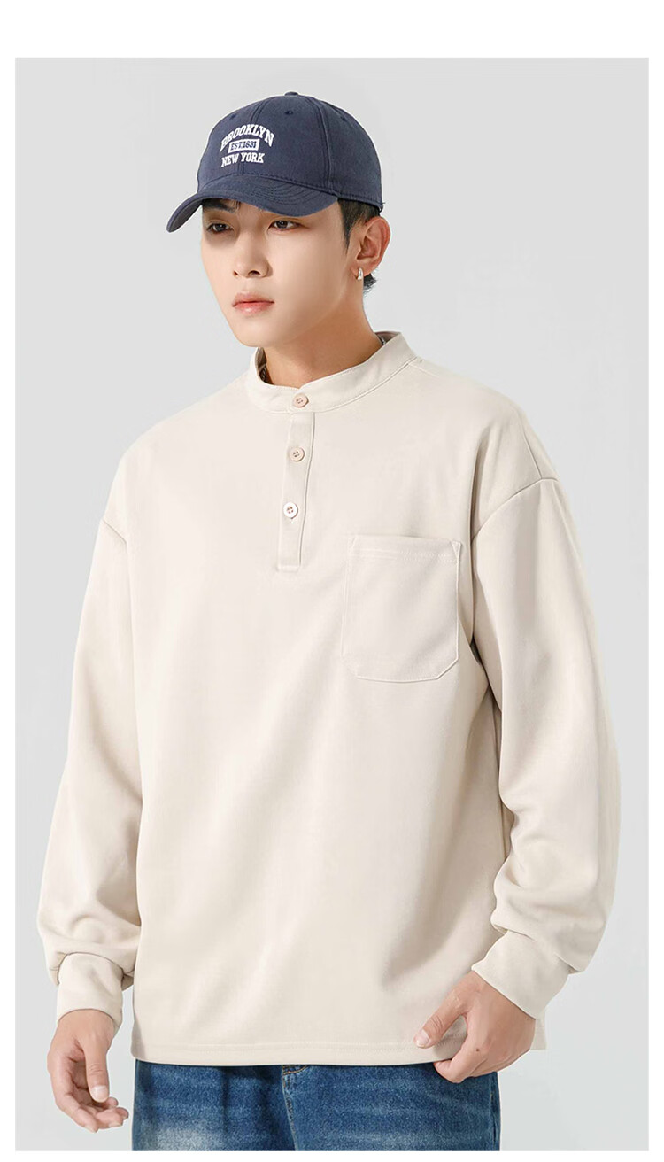 Dingfengbaoluo American Streetwear Men's Long Sleeve T-Shirt Spring Summer Crewneck Sweatshirt Loose Casual Base Shirt MT41 Black XL 13
