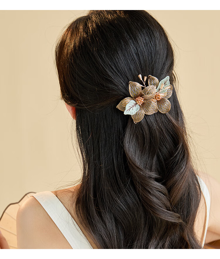 CHIMERA Handmade Copper Wire Hair Clip, Bun Maker for Back of Head, High-End Barrette for Women, Horizontal Clip, Straight Clip, Mid-Autumn Festival Gift 6