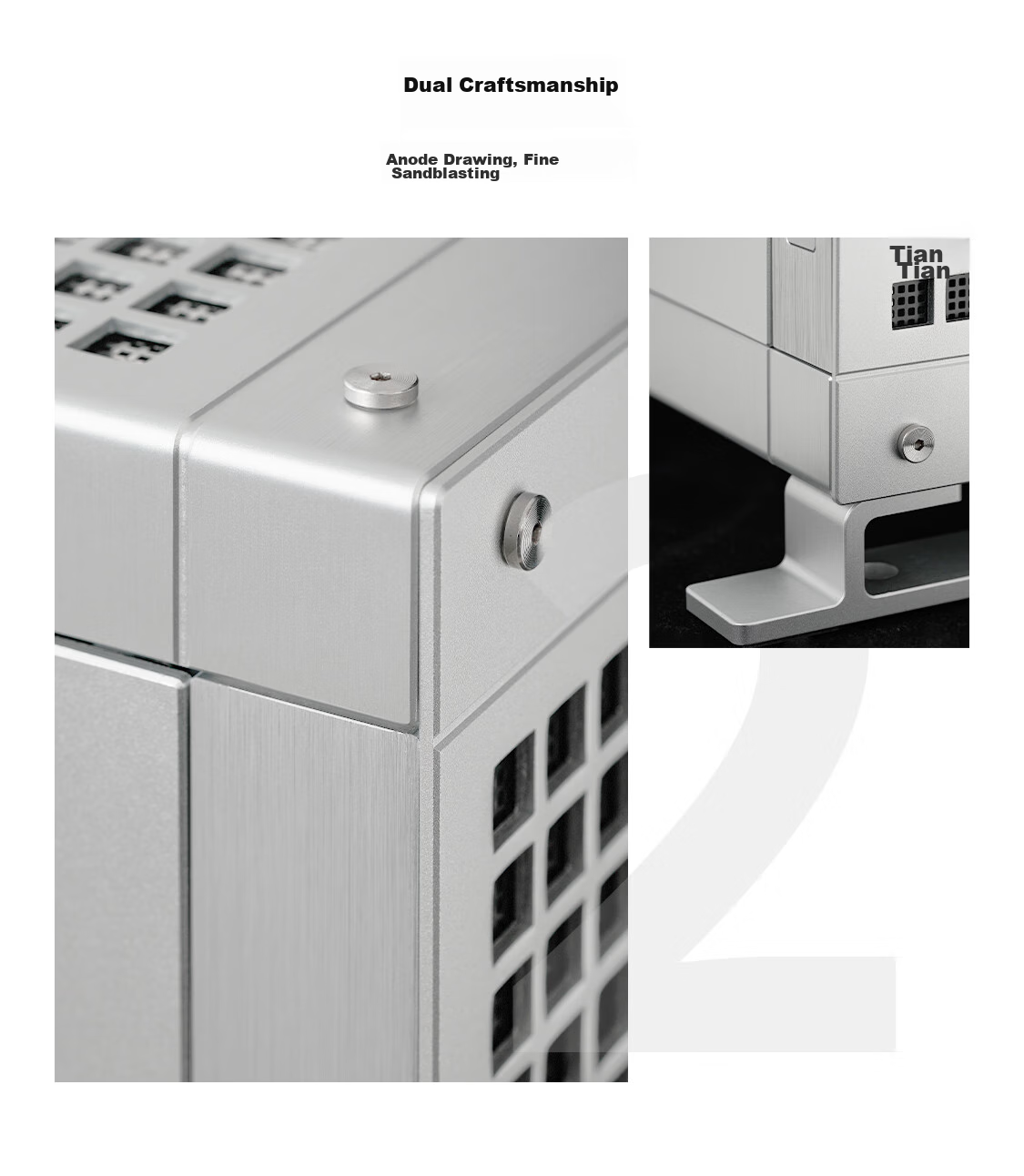 Abee PIXEL TWO All-Aluminum Computer Case, Silver with Aluminum Side Panel, Compatible with 4090 & 5090/Double 360mm Radiator Positions/E-ATX & EEB Motherboard/CNC Precision Machining 3