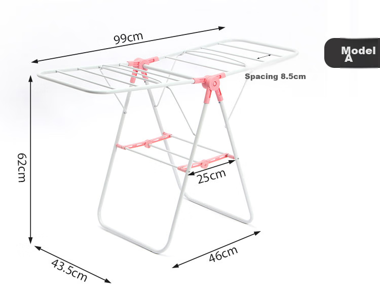Ourunzhe Clothes Drying Rack, Foldable Floor-Standing Balcony Hanger, Indoor Clothes Storage Rack, Garment Drying Stand, 120cm 2