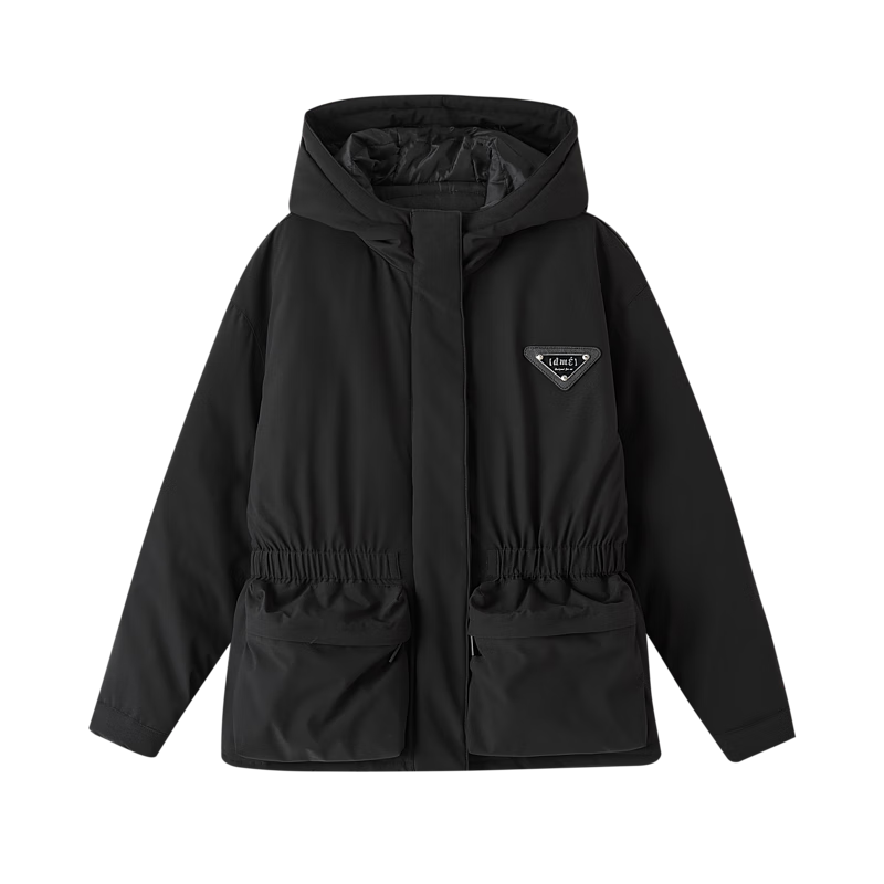 Dme [Black Technology Triple-Protection Battle Robe] Winter Outdoor Lightweight Cotton Jacket with Hood, Elastic Waistband, Color-Block Women's Padded Coat
