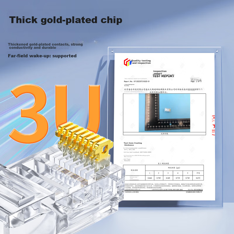 HAILE CAT5e Crystal Head Unshielded Network Crystal Head, 3U Gold-Plated, 100 Pieces Per Pack, HT-RJ45