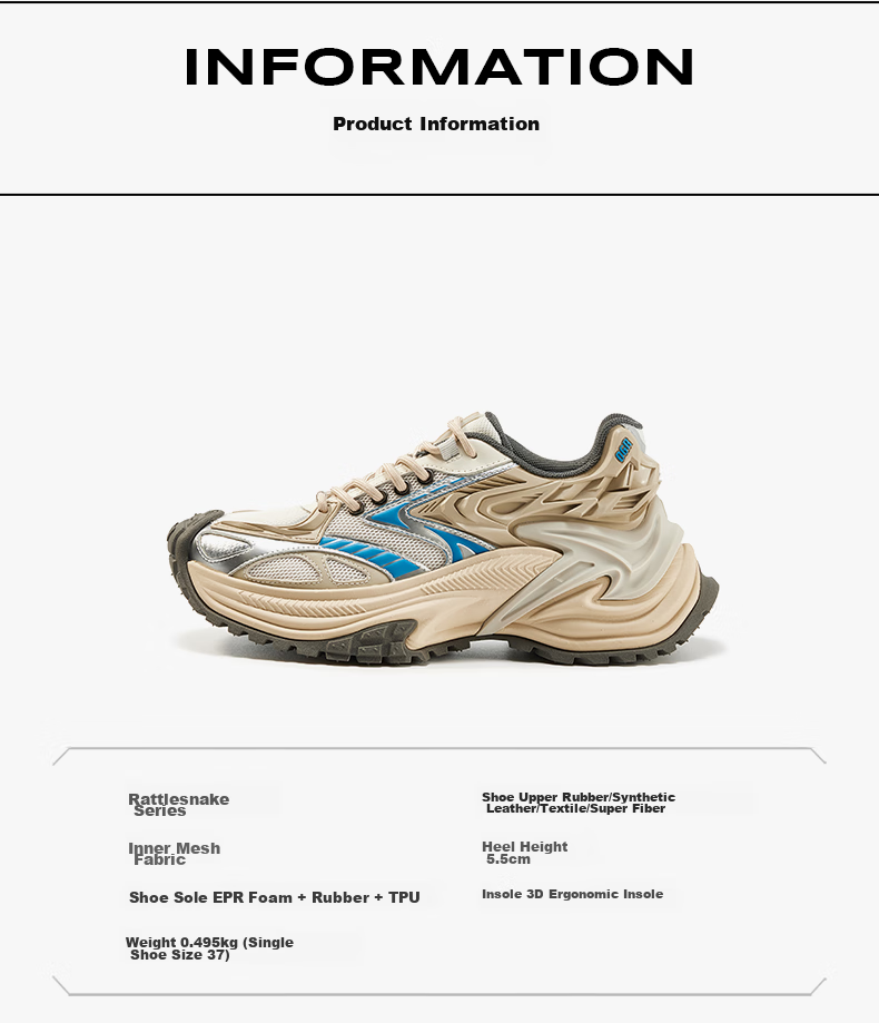 OGR Rattler Series Jogging Dad Shoes, Breathable for Men And Women, Suitable for Summer And All Seasons, Casual Sports Height-Increasing Shoes 7