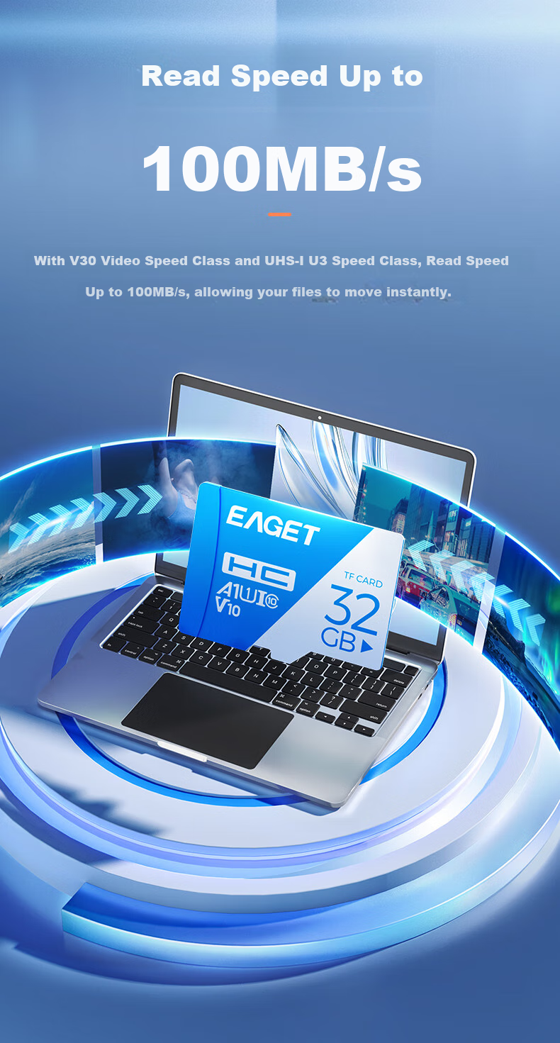 EAGET 32GB TF (MicroSD) Memory Card U1 V10, Dash Cam & Security Monitoring Dedicated Internal Storage Card, High-Speed And Durable 6
