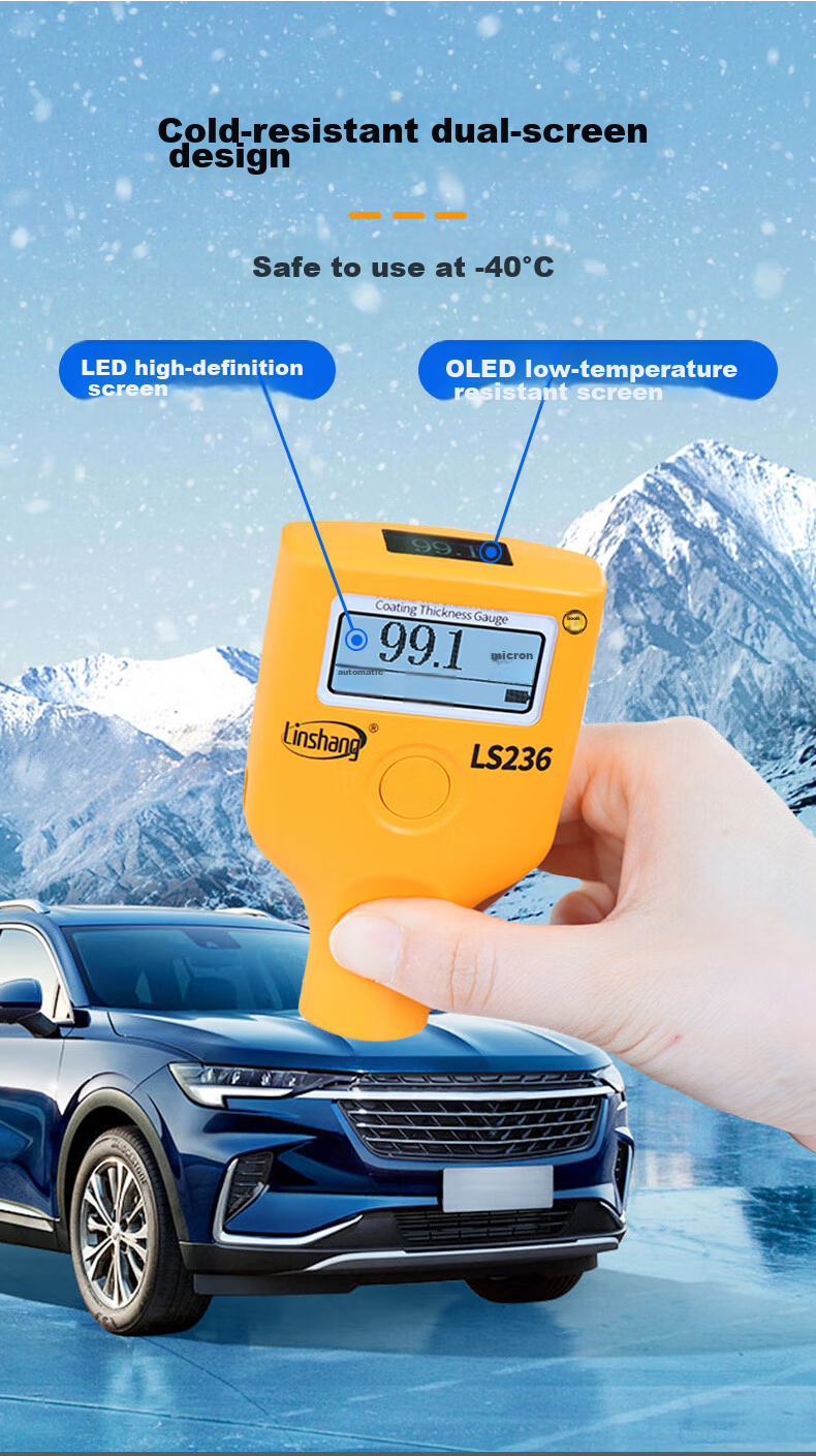 Linshang Bluetooth Rechargeable Paint Film Meter LS237, Used Car Iron Powder Putty Paint Surface Detector, Coating Thickness Gauge 13