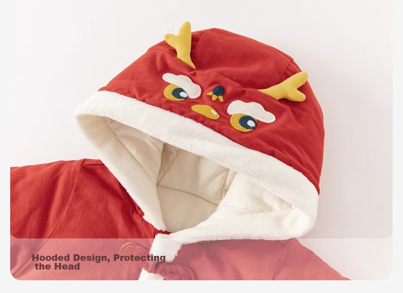 DAVE & BELLA Newborn Chinese-Style New Year Outfit, Warm Winter Clothing, Red Baby Boy Infant Clothes, New Year Onesie 8