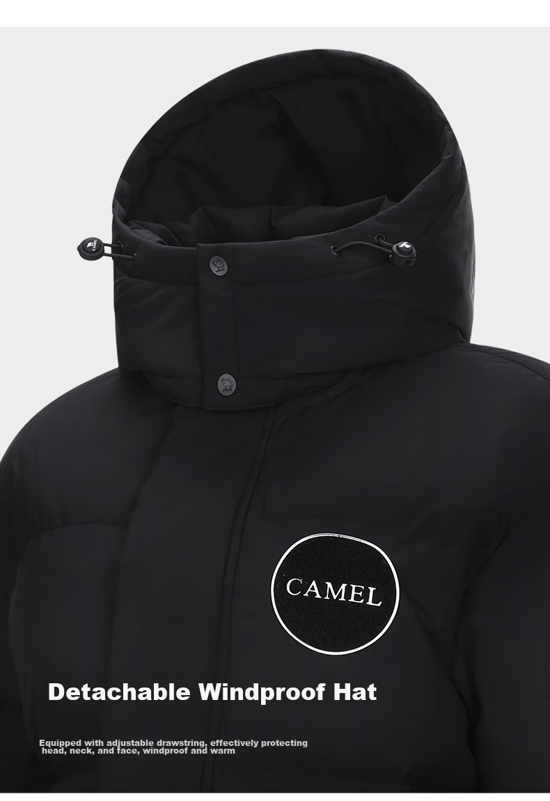 CAMEL Outdoor down Jacket, Autumn And Winter New Style for Men And Women, Windproof, Water-Repellent, Cold-Resistant, Warm, High-Fill Power Puffer Jacket, XS 27