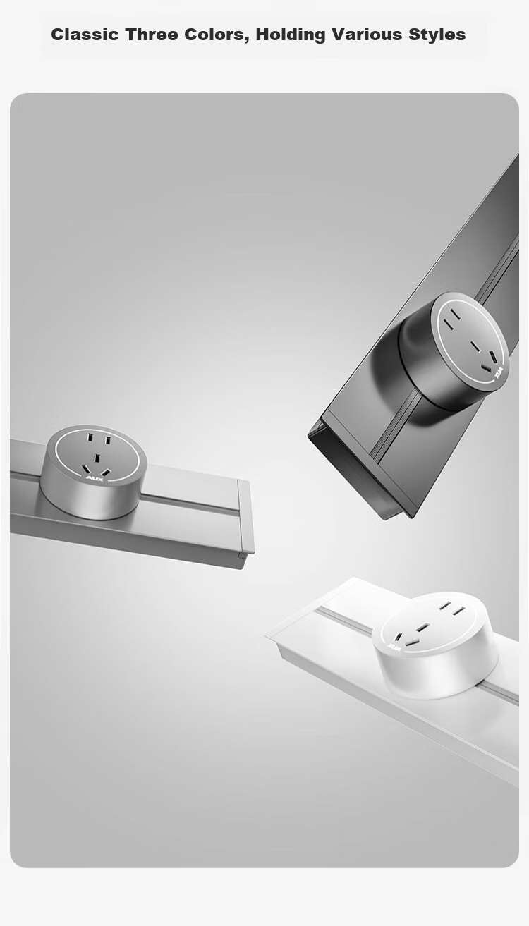 Aokesi Embedded Track Socket, Mobile Rail Power Strip for Home Kitchen Use, Sliding Concealed Track Socket Switch, 60cm Track + 4 Five-Hole White Sockets 4