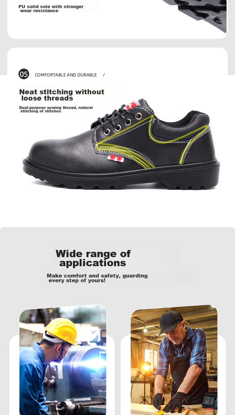 Dinggu Safety Shoes for Men, Anti-Smashing And Puncture-Resistant, Steel Toe Cap, Steel Midsole, Solid Sole, Safety Shoes 1123hei42 10