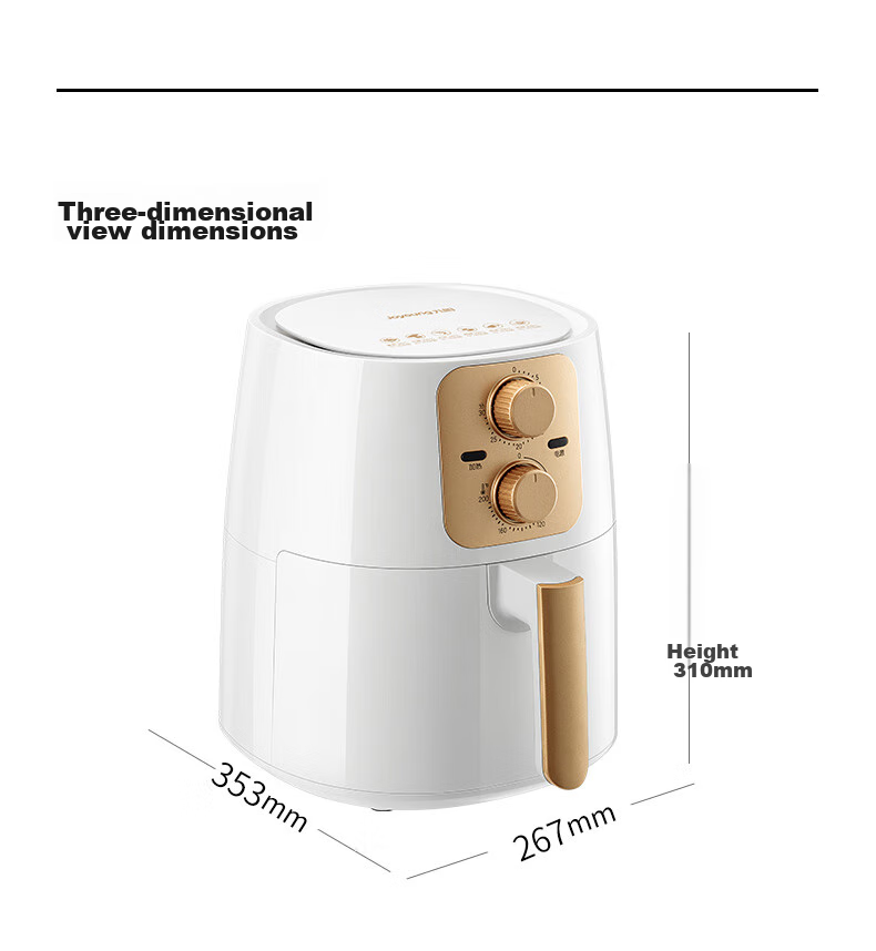 Joyoung 6L Large Capacity Air Fryer for Home Use, Precise Timing, Oil-Free, Low-Fat Frying, Baking, Multi-Functional Steaming And Roasting All-In Air Fryer KL-J63A 24