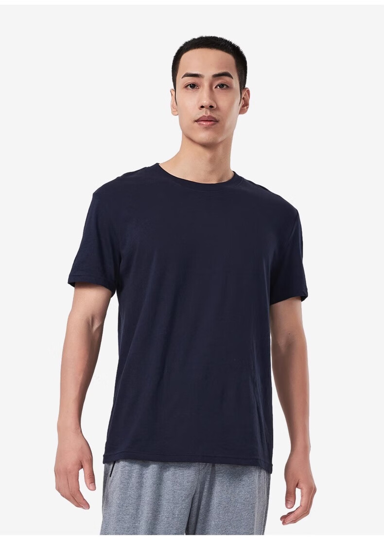 DECATHLON Men's Sports Pure Cotton T-Shirt, Solid Color Round Neck Short Sleeve Undershirt for Running And Fitness - 4639702 Gray 2XL 13
