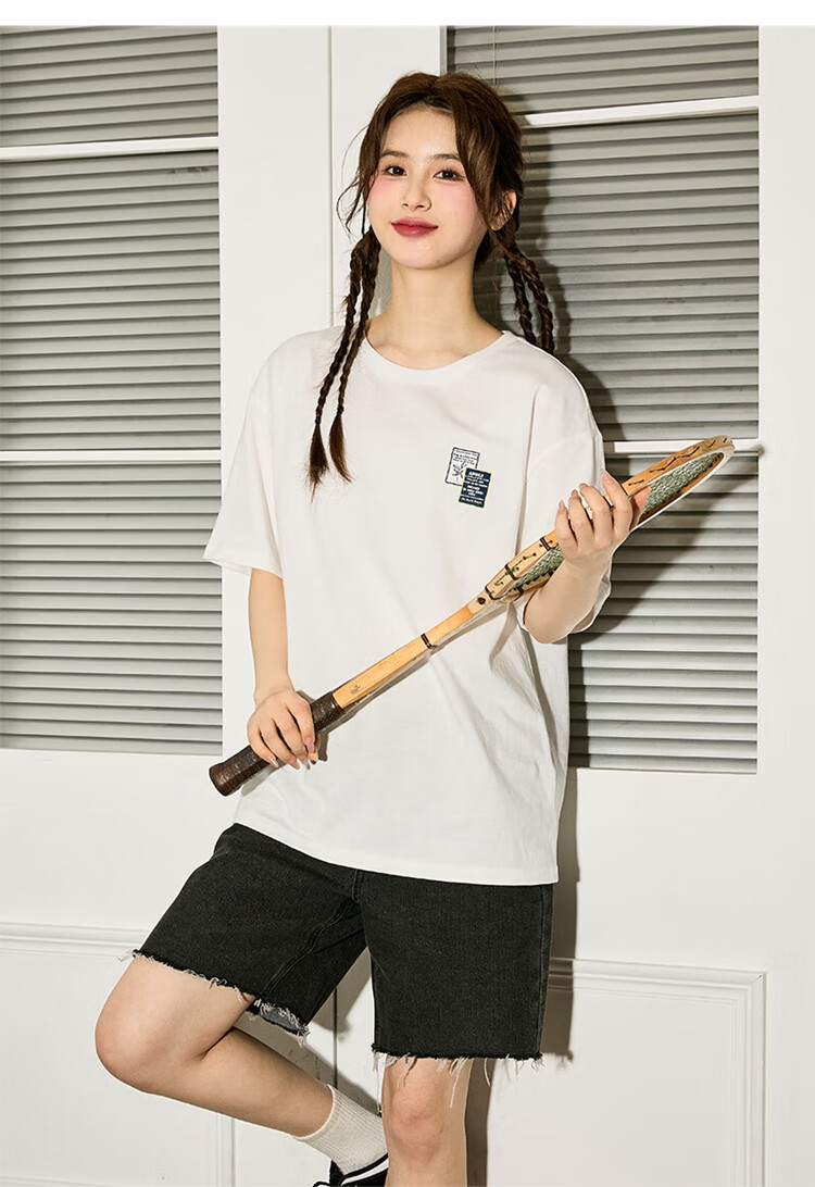 TonLion 2024 Women's Printed Round Neck Short-Sleeve T-Shirt, Off-White, S 6