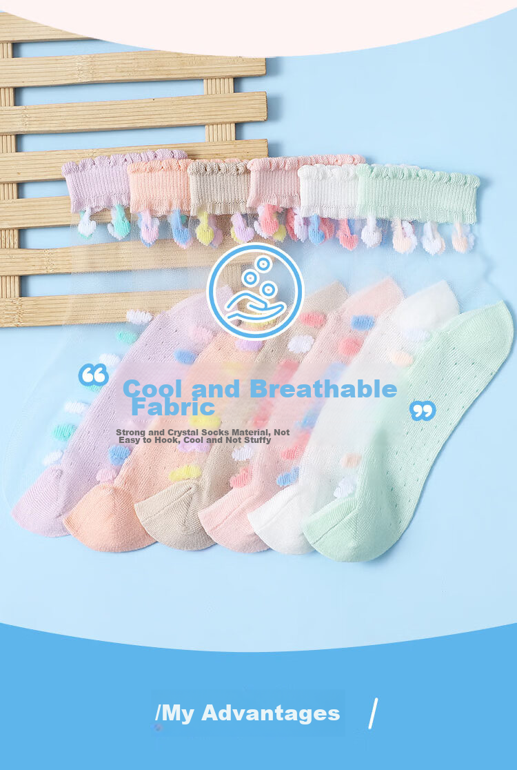 LangSha Children's Socks, Girls' Summer Ultra-Thin Crystal Socks, Versatile Lace Short Socks for Girls And Toddlers 2
