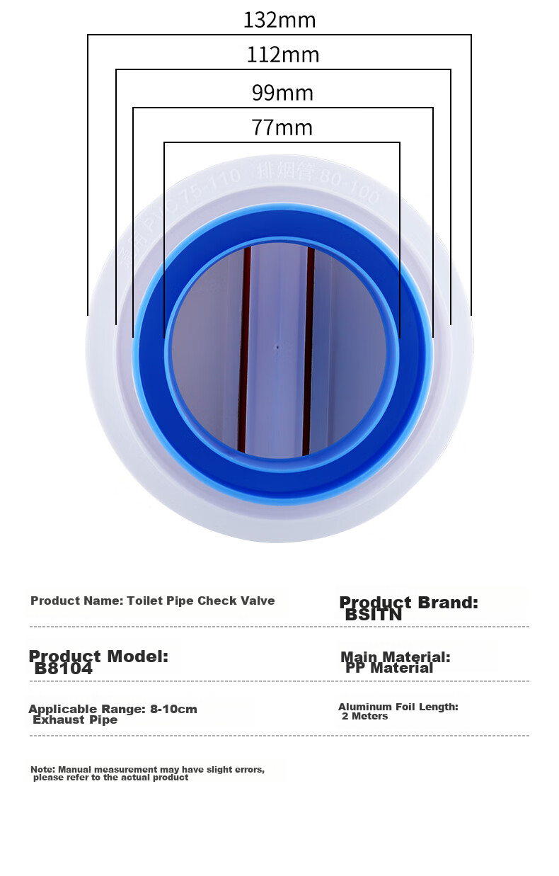 BSITN Bathroom Heater Duct Check Valve, Flue Ventilation Exhaust Fan B8104 15