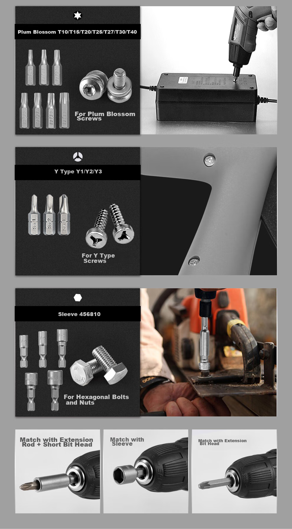 MASTERPROOF Electric Screwdriver, Hexagonal Multi-Size S2 Bit Set, Power Driver Tool Kit with Socket, Ratchet Extension Rod 17