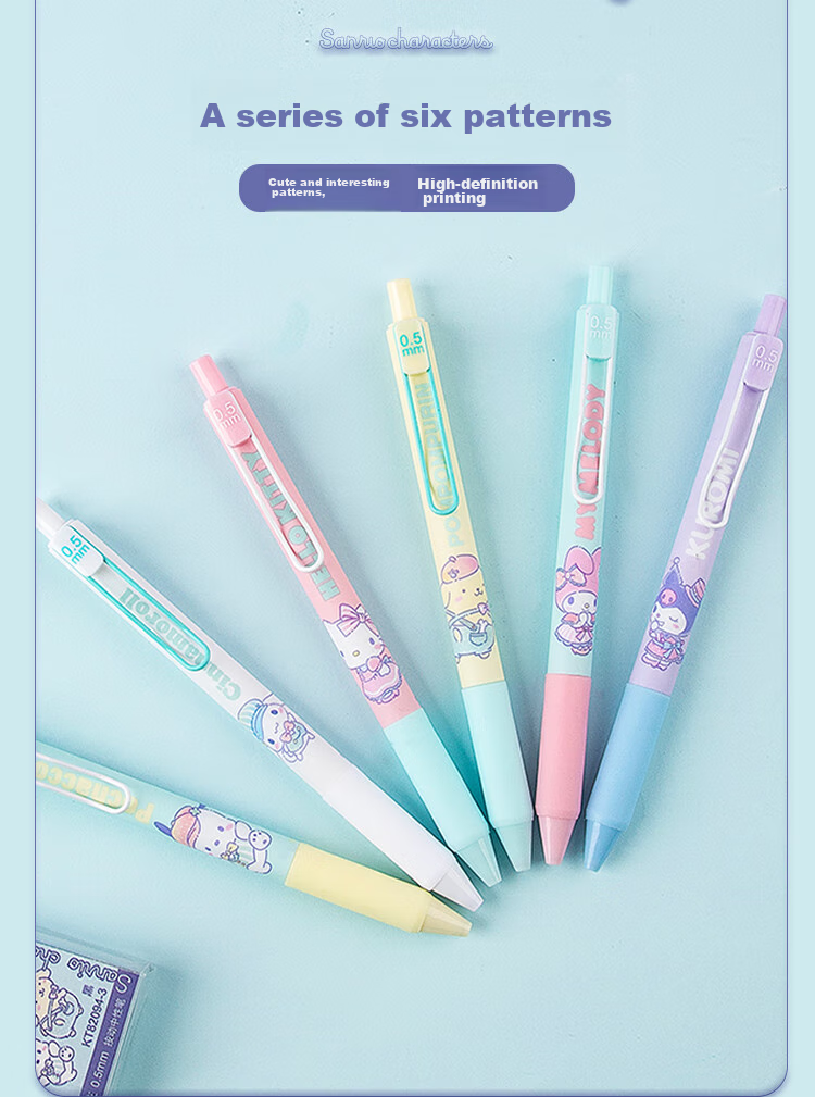 GuangBo Sanrio Collaboration Gel Pen, 0.5mm Black Retractable ST Tip Signing Pen, Stylish Student Exam Pen, 3 Pens/box [Yellow And White Version] KT82094-3 3