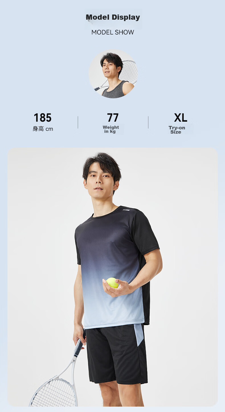 VICTORIATOURIST Sports Set for Men And Women, Indoor Fitness Wear, Quick-Dry Short-Sleeve T-Shirt, Badminton And Basketball Training Shorts, Running Gear 16