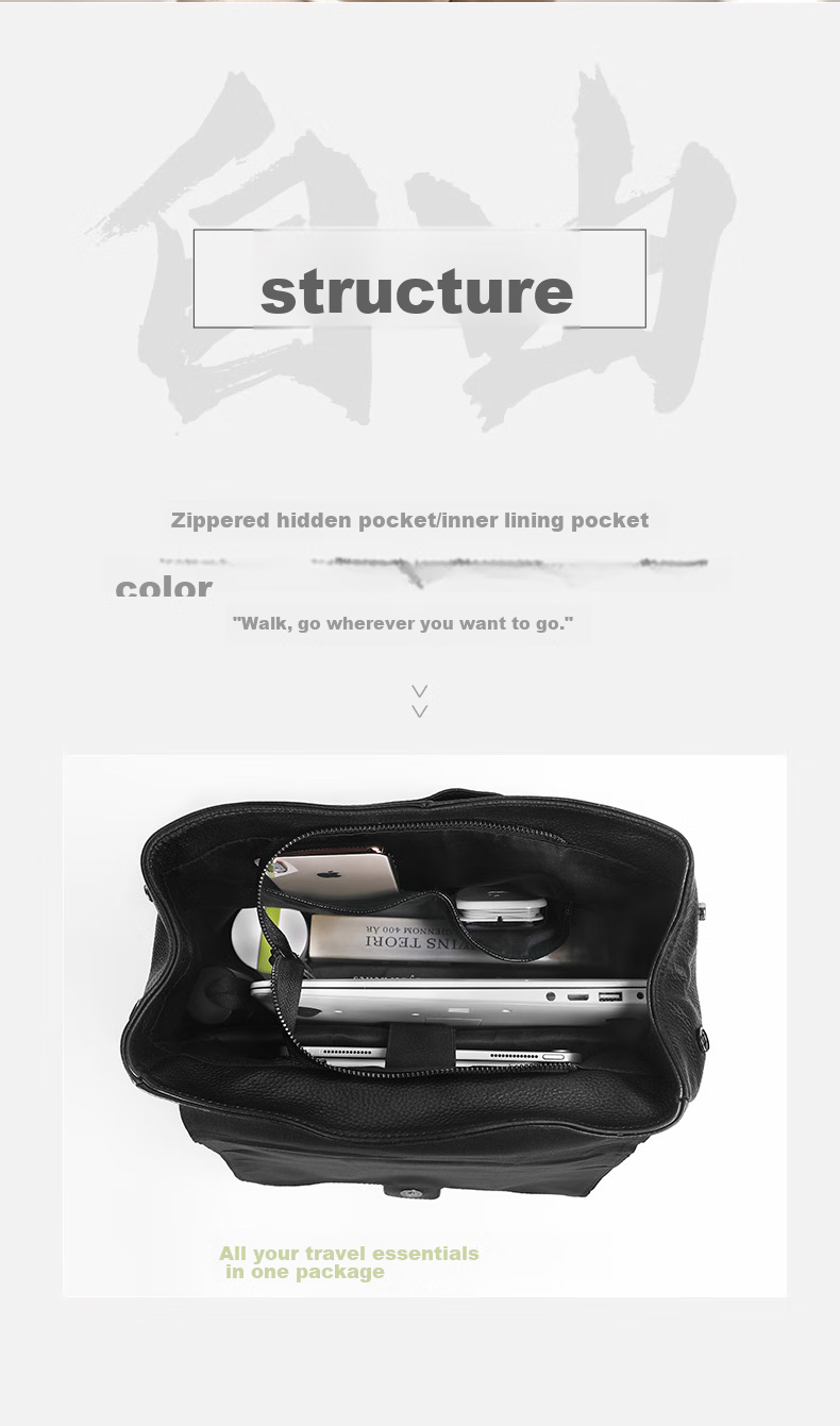 Herder Men's Backpack, Top-Grain Leather, Business Large Capacity, Trendy Casual Multifunctional Schoolbag, Travel Laptop Bag 2