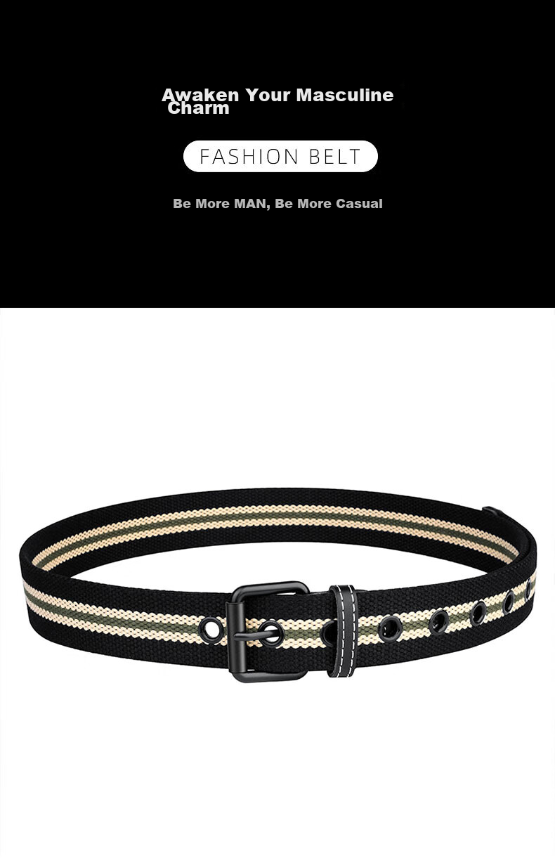 HALFEEL Canvas Belt for Men, Pin Buckle Leather Belt, Trendy Student Youth Belt, Casual Business Fabric Belt, Outdoor Military Training Gift 8