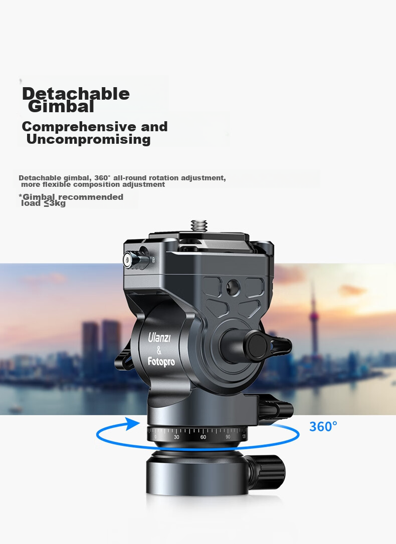 Ulanzi F38 Carbon Fiber Tripod, Air Three Air Hydraulic Pan Head, Portable Outdoor Quick-Release Quick-Install Digital Camera Photography Tripod 7